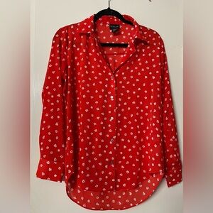 Long Sleeve Floral Button Up Women's Blouse